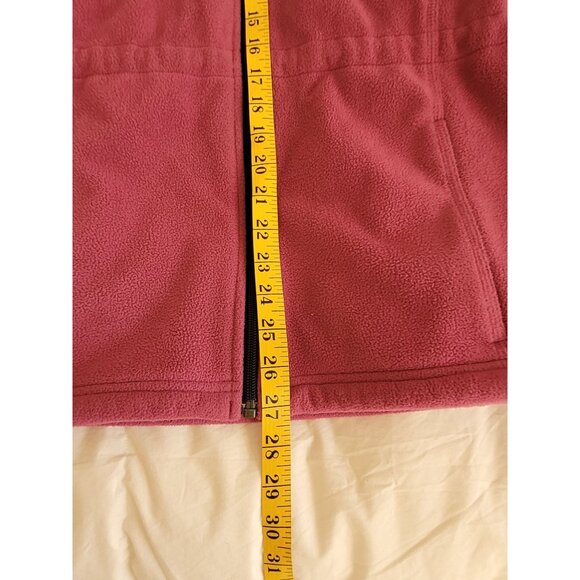 Womens Lands End Pink Hooded Fleece Jacket S Full Zipper Drawstring Classic - Picture 6 of 9